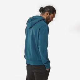 domyos Men Sweatshirt With Hood and Zip Fleece Lined 500 For Gym-Dark Petrol Blue image 4