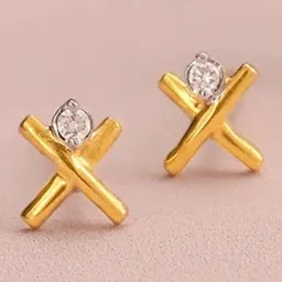 Mia by Tanishq Radiant Cross 14k Gold and Diamond Stud Earrings-image-63