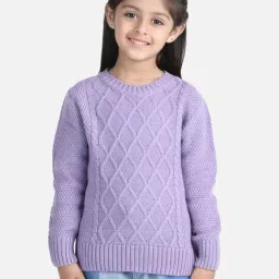 Wingsfield Girls Purple Self Full Sleeves Sweaters & Cardigans-image-49
