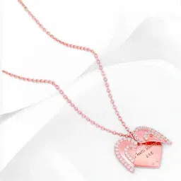 GIVA 925 Silver Rose Gold Custom One Heart Pendant with Link Chain-picture-45