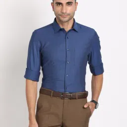 Turtle Blue Cotton Slim Fit Dobby Shirt-picture-14