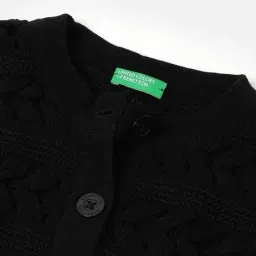 United Colors Of Benetton Black Regular Fit Textured Sweater image 3