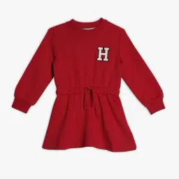 Tommy Hilfiger Kids Red Cotton Relaxed Fit Printed Dress-picture-30