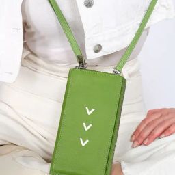 SASSORA ARROW Green Leather Medium Cross Body Bag-picture-3