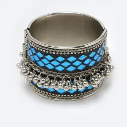 Moedbuille Mirrors Studded Afghan Tribal Design Oxidised Silver Plated Handcrafted Antique Bracelet image 3