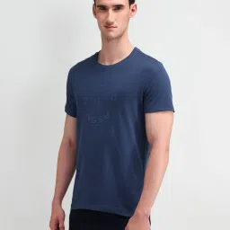 U.S. Polo Assn. Blue Cotton Slim Fit Logo Printed T-Shirt image 3