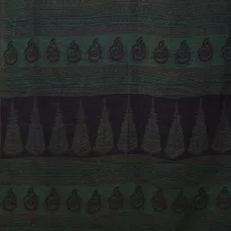 Unnati Silks Green Cotton Printed Saree With Unstitched Blouse image 3