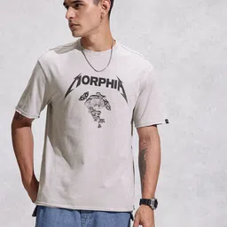 WROGN Printed Drop-Shoulder Sleeves Pure Cotton Oversized T-shirt image 3