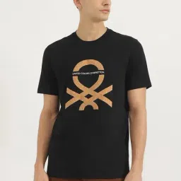 United Colors Of Benetton Black Pure Cotton Relaxed Fit Printed T-Shirt-picture-26