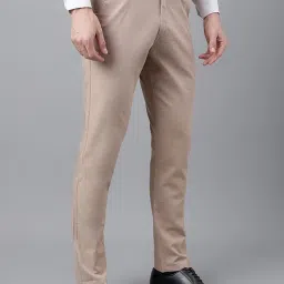 Hancock Beige Cotton Slim Fit Solid Trousers image 3