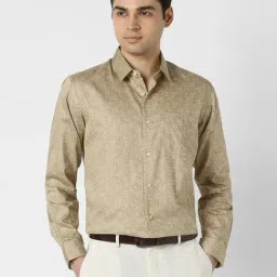 Peter England Beige Cotton Regular Fit Printed Shirt-picture-26