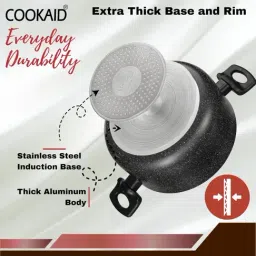 Cookaid ?Black Aluminium Neo Glide Series Non Stick Ptfe Casserole with Glass Lid (22 cm) image 2