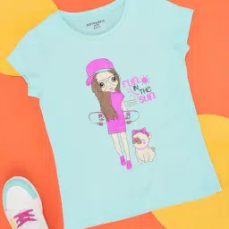 Pantaloons Junior Light Blue Printed T-Shirt-image-47