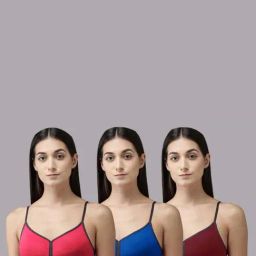 AROUSY Pink & Blue Cotton Everyday Bra - Pack Of 3-picture-47