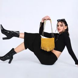 SASSORA TIARA Yellow Leather Small Cross Body Bag-picture-8