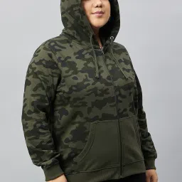 Club York Olive Printed Plus Size Hoodie image 3