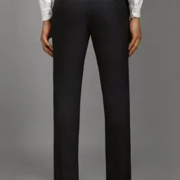 Louis Philippe Black Slim Fit Self Pattern Trousers image 2