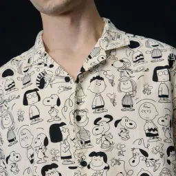 The Souled Store Off White Cotton Regular Fit Printed Shirt image 3