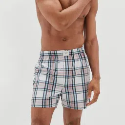 American Eagle White Cotton Regular Fit Checks Boxers-image-54