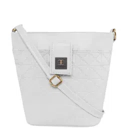 Esbeda White Textured Small Sling Handbag-image-8