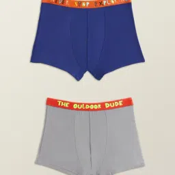 XY Life Kids Grey & Blue Relaxed Fit Trunks (Pack of 2)-picture-13