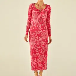 Cover Story Red Printed Bodycon Dress-image-31