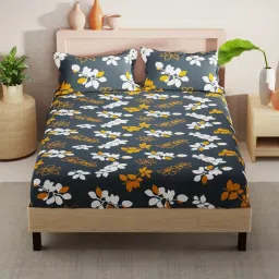 KOPA Emilea Multicolor Microfibre Floral 152 TC Double Flat Bedsheet with 2 Pillow Covers image 3