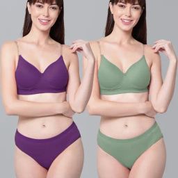 AROUSY Purple & Green Cotton Bra Panty Set - Pack Of 2-picture-24