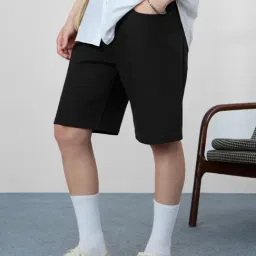The Souled Store Black Cotton Regular Fit Shorts-picture-42