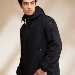 Being Human Black Regular Fit Printed Hooded Jacket image 3