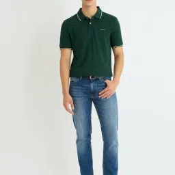 GANT Green Regular Fit Solid Polo T-Shirt image 3