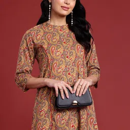 Anouk Women Paisley Printed Regular Pure Cotton Kurta with Trousers-image-28