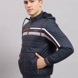 Monte Carlo Navy Blue Regular Fit Quilted Hooded Jacket image 3