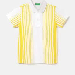 United Colors of Benetton Kids Yellow & White Striped Polo T-Shirt-picture-32