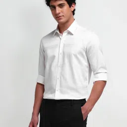 Arrow New York White Cotton Slim Fit Self Pattern Shirt image 3