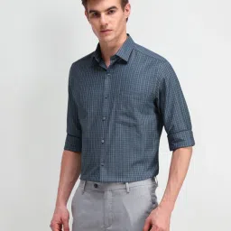 Arrow Blue Cotton Regular Fit Checks Shirt image 3