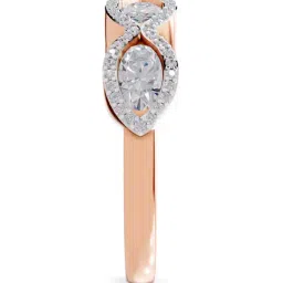 Sparkles 14K (585) Rose Gold Lab Grown Diamond 1.64 Ct Oval Shape Halo Wave Ring image 4