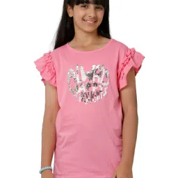 Under Fourteen Only Kids Pink Embellished Top-picture-10