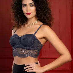 Clovia Grey Lace Padded Bra image 3