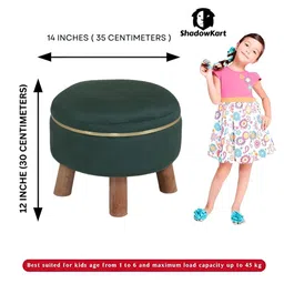Shadowkart Green Wooden Pouffe Ottoman image 3