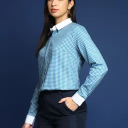Hancock White-Blue Cotton Checks Shirt image 3