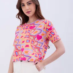 Spykar Thrift Pink Cotton Relaxed Fit Solid Top image 3