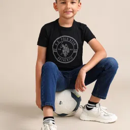 U.S. Polo Assn. Boys Black Printed T-Shirt image 3