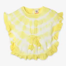 Ed-a-Mamma Kids Yellow Tie-Dye Poncho Top-image-9