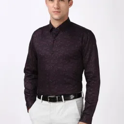 Peter England Purple Slim Fit Printed Shirt image 3