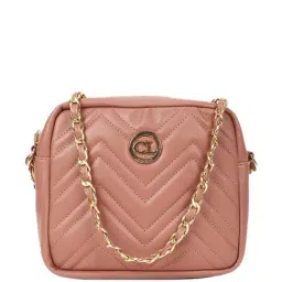 Carlton London Pink Quilted Medium Sling Handbag-image-10