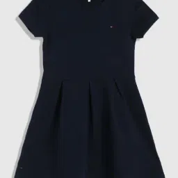 TOMMY HILFIGER Girls Dark Night Navy Cotton Solid Dress-image-28