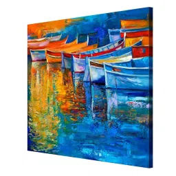 999Store Multicolor Canvas Colorful Boats Wrapped Painting image 3