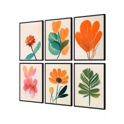 999Store Multicolor Canvas Modern Flower Painting - Set of 6 image 3