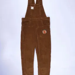 Kiddopanti Boys Brown Cotton Applique Dungaree image 1
